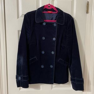 Navy Blue Velvet Dubble Breasted Jacket